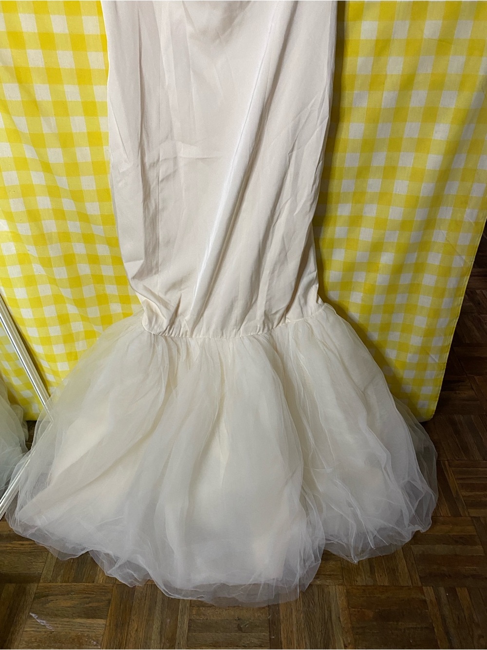 Adelpha Tulle Hem Fishtail Gown in Ivory - Picture 4 of 7